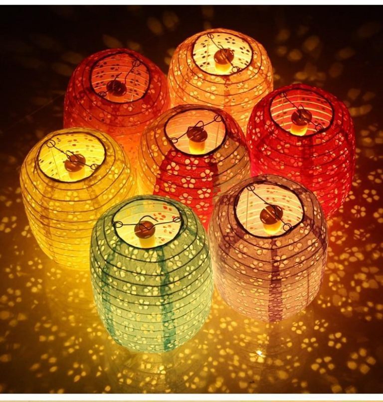 Openwork Purple Chinese Cylindrical Lantern