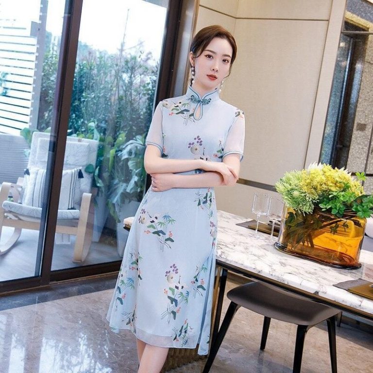 Sky Blue Chinese Dress