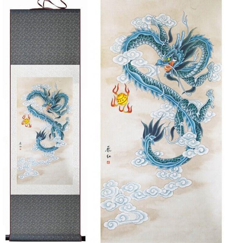 Chinese Painting Blue Dragon